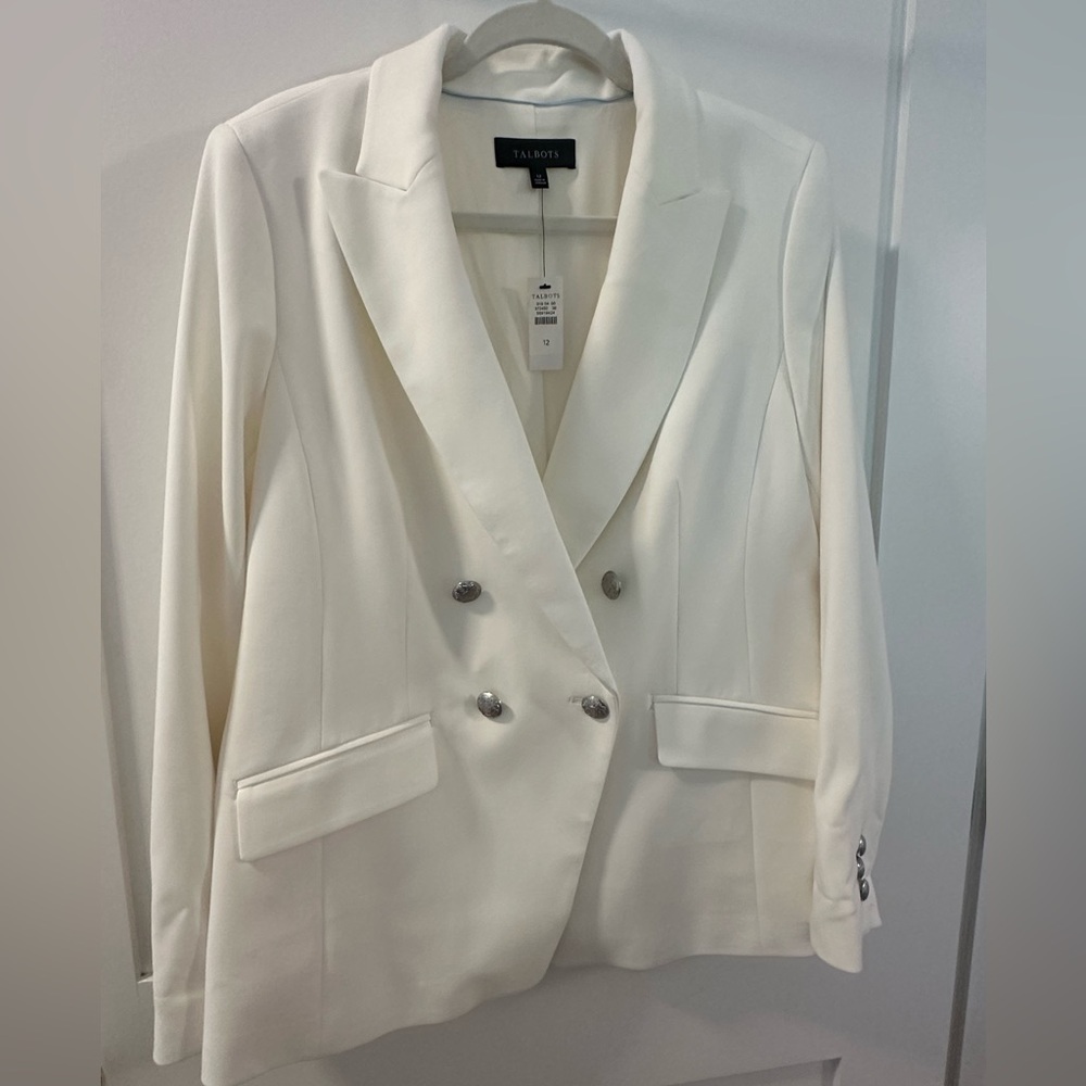 Talbots Women's Cream Double-Breasted Blazer
